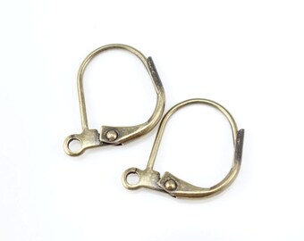 144 Antique Brass Leverback Earring Findings Brass Oxide Lever Back Earrings Brass Findings BULK BAG (FSAB22)