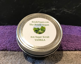 Vegan All Natural Organic Facial Sugar Scrub 4oz | VANILLA | Handmade with ONLY Organic Ingredients | No Artificial Color or Preservatives