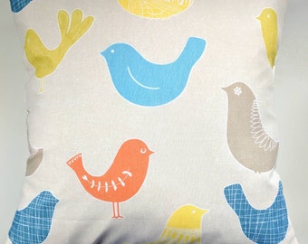 Bright Scandi Bird Cushion Cover 16"