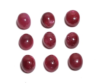 9 Pieces Dyed Ruby Cabochons Lot 7x9mm to 8x9mm Oval Shape Natural Ruby Gemstone Cabochon Loose Gemstones Loose Stones Cabs