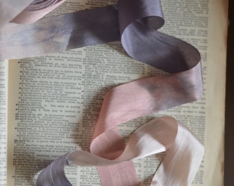 ombre pewter and mauve silk ribbon