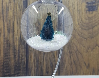Christmas Bulb Ornament Snowy Tree
