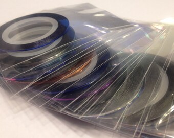 3 rolls, assorted nail art striping tape, 1 mm (S3)