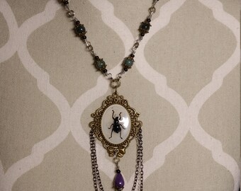 Weevil Beetle Nechlace with Agate