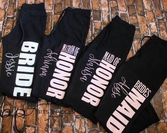 Bridal Party Sweatpants - Bachelorette Party / Wedding Party Gift / Bridesmaid Maid of Honor Mother of the Bride Mother Gift