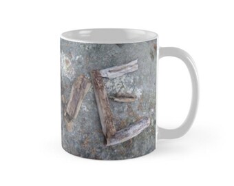 Beach Love Mug ~ Love Coffee Cup ~ Sentimental Anniversary Gift for Spouse ~ Beach Photo Mug ~ Driftwood Tea Cup ~ Microwaveable Ceramic Mug