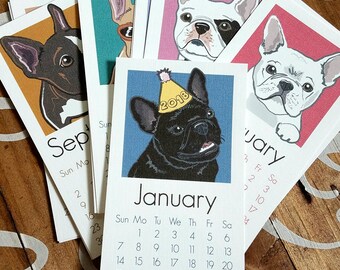 2018 French Bulldog Calendar - Printed on Recycled Linen Paper
