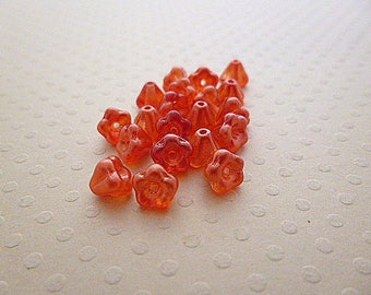 Set of 20 flowers bells 4 x 6 mm c Orange Sherbet - VPFL46-0062