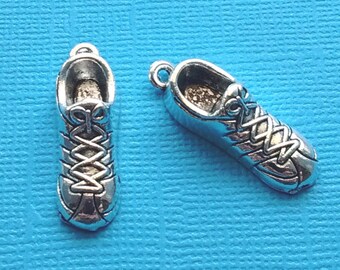 4 Running Shoe Charms Silver Athletic Shoe Charm Sneaker Charm Tennis Shoe Charm - CS2467