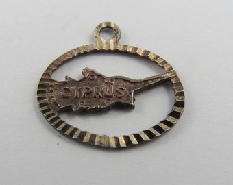 Map of Cyprus Silver Charm of Pendant.