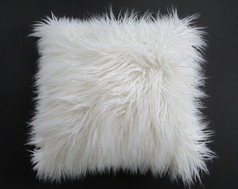 Pillow Cover Faux Fur Curly Mongolian Lamb Zipper