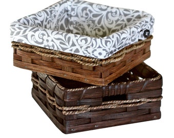 Custom Napkin / Organizer Basket, Square, Amish Hand Woven Basket, Handmade, Wicker Rattan - FREE SHIPPING