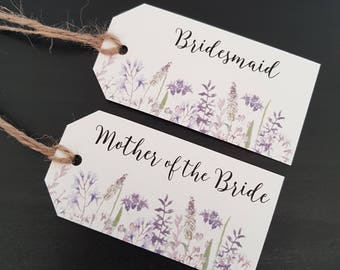Lavender Place Card Tags - Wedding Name Tags - Personalised Place Cards - Escort Cards - Floral Name Tags - Rustic Place Cards
