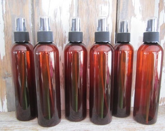 NEW Plastic Spray Bottles/6 - 8 oz. Amber Pet Plastic Spray Bottles-NEW