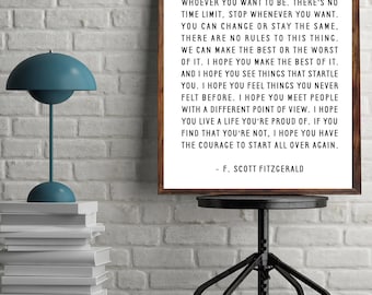 Inspirational Quote Printable, "For What it's Worth", F. Scott Fitzgerald Quote, Digital Printable