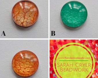 Single 20mm Hand Painted Glass Cabochon for Jewellery Making, Bead Embroidery, Beadweaving