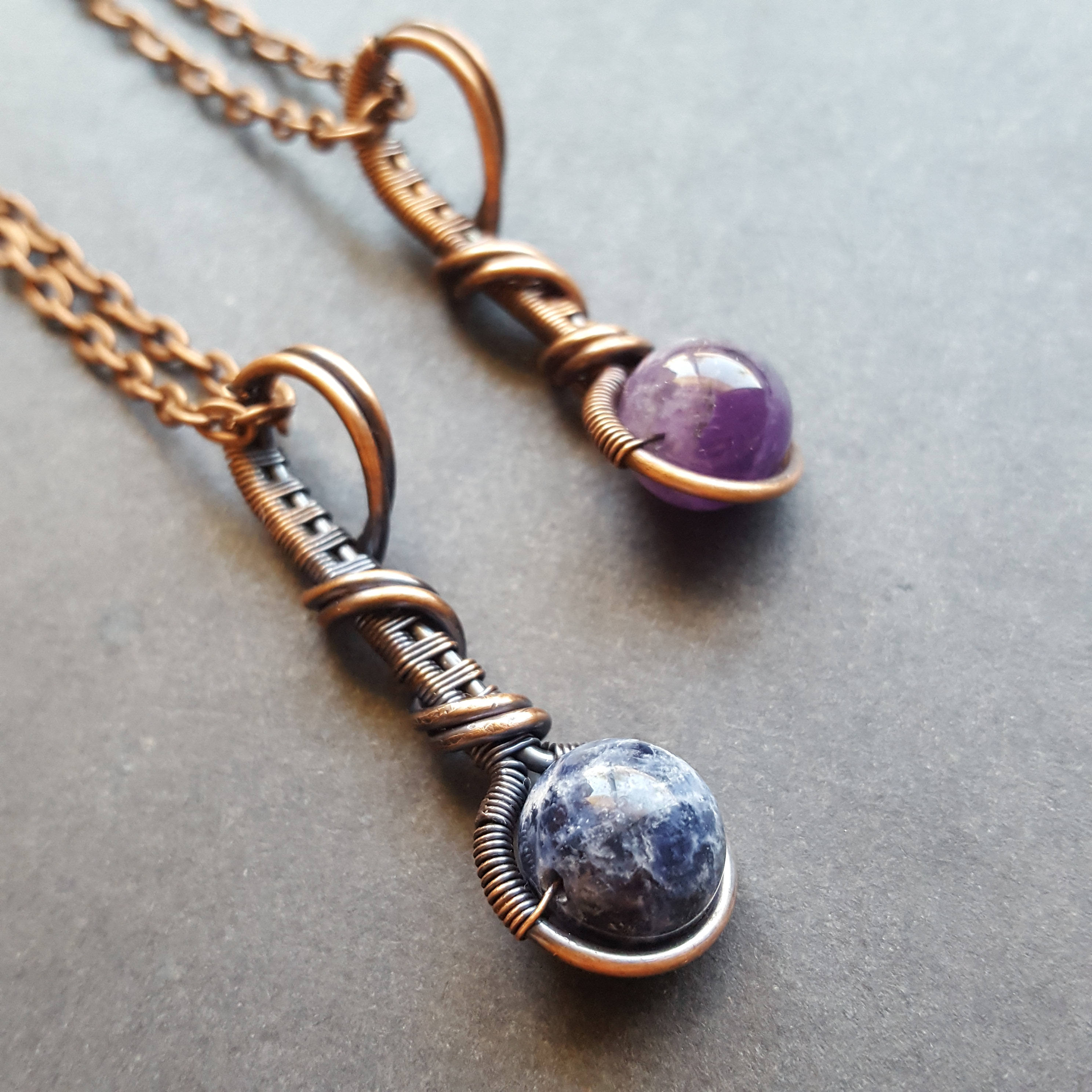 Natural Gemstone Necklace Wire Wrapped Necklace Wire Wrapped
