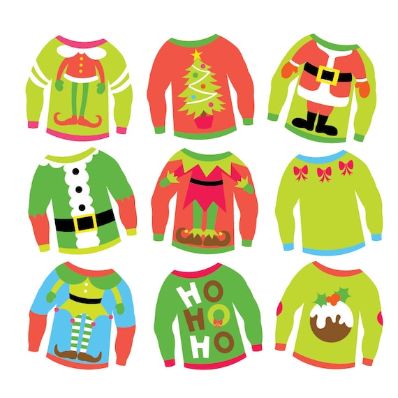 Download Christmas Ugly Sweaters Clipart & Vector Set Instant