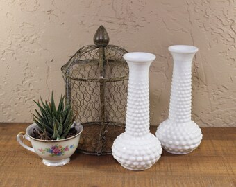 Vintage Brody Hobnail Milk Glass Vases / Vintage Milk Glass Bud Vases / Brody Hobnail vases