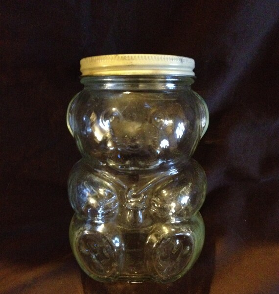 Vintage Kraft Peanut Butter Glass BEAR JAR BANK 1980s