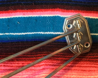 1940s vintage wall mount metal kitchen towel drying rack with three arms