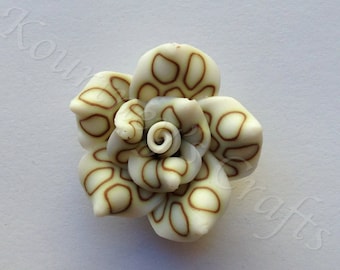 Handmade Polymer Clay Flower set of 10, size 25mm, thickness 12mm, hole 1mm
