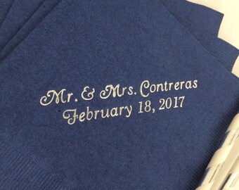 Personalized Napkins Custom 50 100 150 200 250 300 400 500 Cocktail Wedding Anniversary Birthday Printed Monogram Engraved ALL Occasions