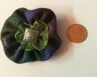 Handmade tartan brooch