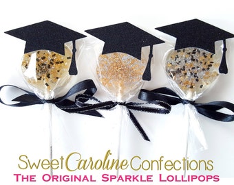 Graduation Lollipops, Graduation Gift, Graduation Favors, Hard Candy Lollipops, Gold Candy, Gold Favors, Gift-6/Set