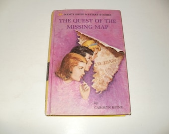 Nancy Drew Mystery Story-The Quest of the Missing Map by Carolyn Keene -Vintage 1969 Hardcover Book, illustrated