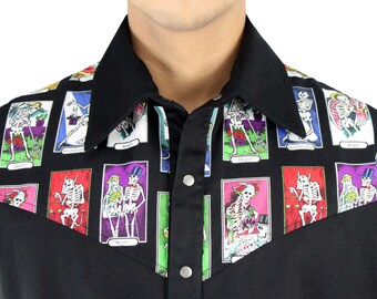 Cartas Marcadas Western Snap Top S-4XL