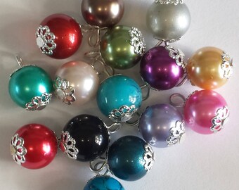 5 pendants 10mm multicolored glass beads