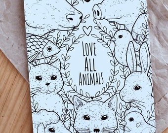 Love all animals - print a5