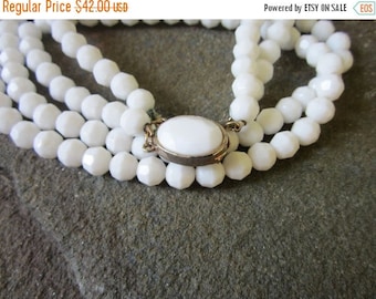 On Sale 1960s Necklace. Double Strand White 60s Necklace