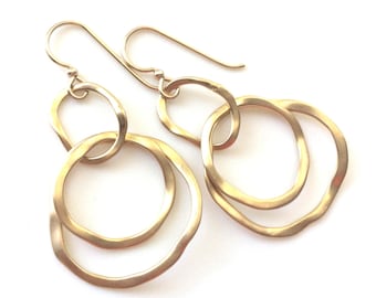 Gold Link Earrings, Modern Gold Earrings, Dangle Earrings