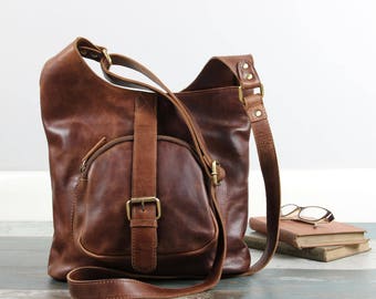 Leather Shoulder Bag /Cross Body Bag /Handbag, Brown