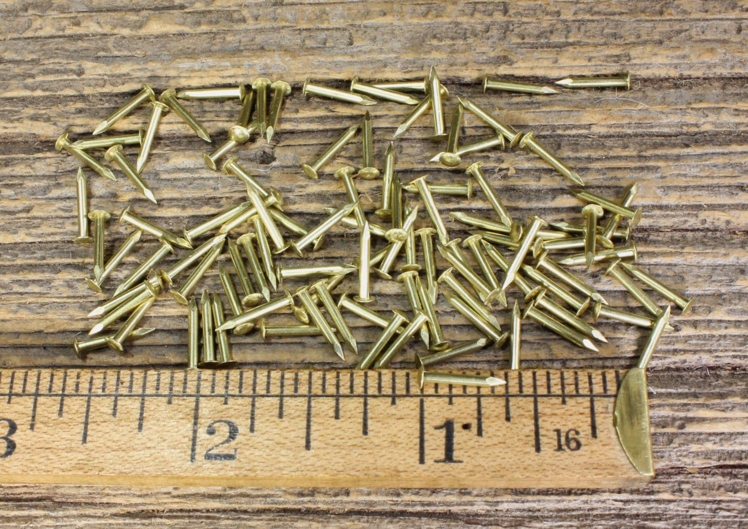 3/8 Brass Brad Nails 100 pieces small head 18 gauge