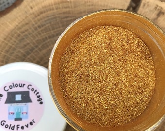 Mica Powder in GOLD FEVER for Epoxy Resin, Cosmetics, Soap Making, Lotions, Jewelry. 0.5 Ounce or 1.0 Ounce Jar