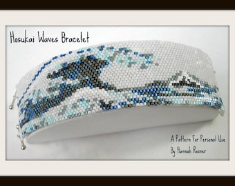 Beading Pattern Hosukai Great Wave Japan peyote stitch TUTORIAL INSTRUCTIONS - DIY jewelry design by Hannah Rosner