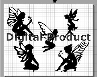 Fairy Silhouettes SVG, (dxf, eps, pdf, png, svg, studio3 file types) Fairy Figures Die Cut Files, Silhouette Cameo, Cricut, Instant Download