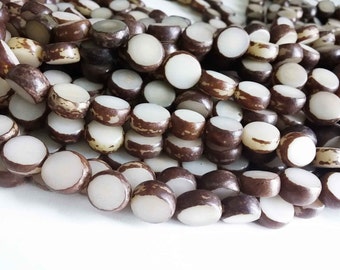 10 Flat Round Buri Seed Beads 15mm