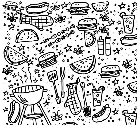 Printable Backyard BBQ Coloring Page For Kids Instant Printable Backyard BBQ Coloring Page For Kids Instant