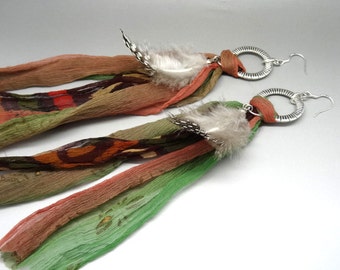 Earrings feather ethnic Nomad