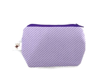Mini Zipper Pouch Diagonal Stripes Lilac Purple / Coin Purse / Scissor Case / Stitch Marker Pouch S351