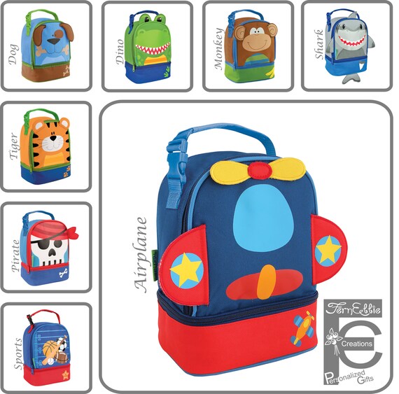 Personalized Lunch Box, Stephen Joseph, Monogram Lunch Pals, Tiger, Airplane, Pirate, Shark, Monkey, Dino, Dog, Sports, Baseball, Lunch Bag