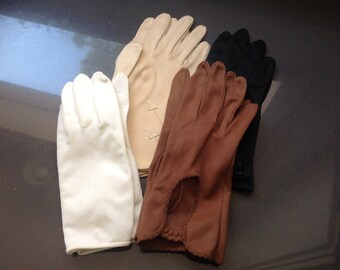 Vintage ladies fabric gloves (black and ecru sold!)