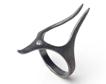 ANUBIS Matte Black Ring, Alternative Ring, Men's Black Ring, Women's Black Ring, Egyptian Ring, Black Engagement Ring, Mothers Day Gift