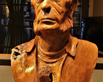 Hand carved wooden bust