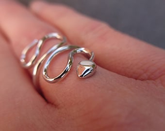 Handcrafted Snake RIng. Statement Ring. Sterling Silver 925. Serpent Jewellery.
