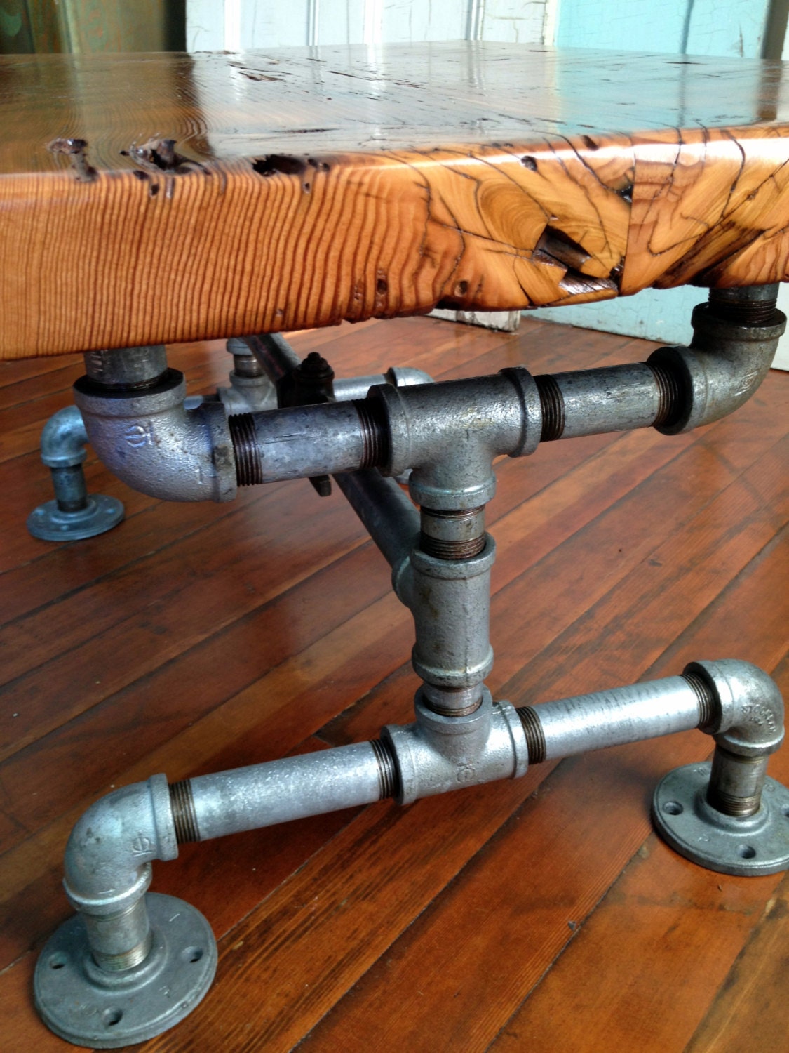Coffee table Reclaimed Barn Wood Table Galvanized pipesteam